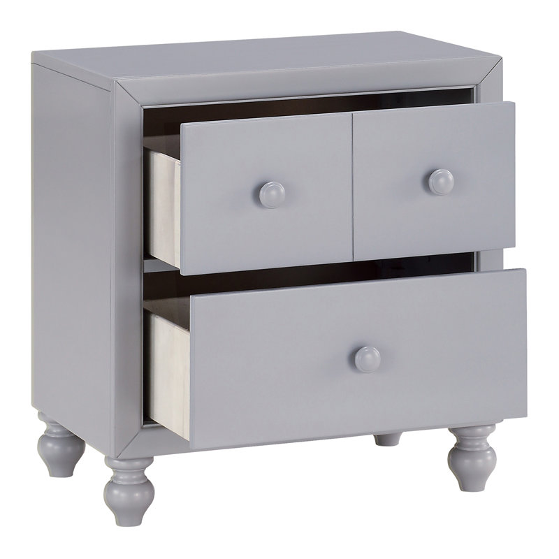 Table de chevet transitionnelle à finition grise 1pc