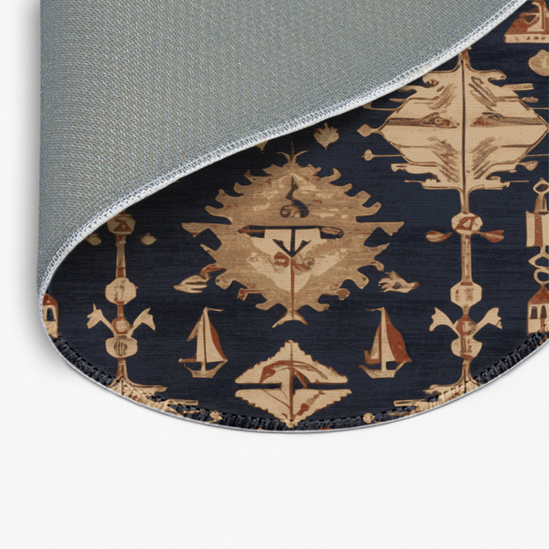 Turkish Gray Indoor and Outdoor Area Rug, Round 5'
