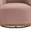Fauteuil pivotant rembourré Aleshire avec piètement en bois, chêne et tissu argileux-1406696470
