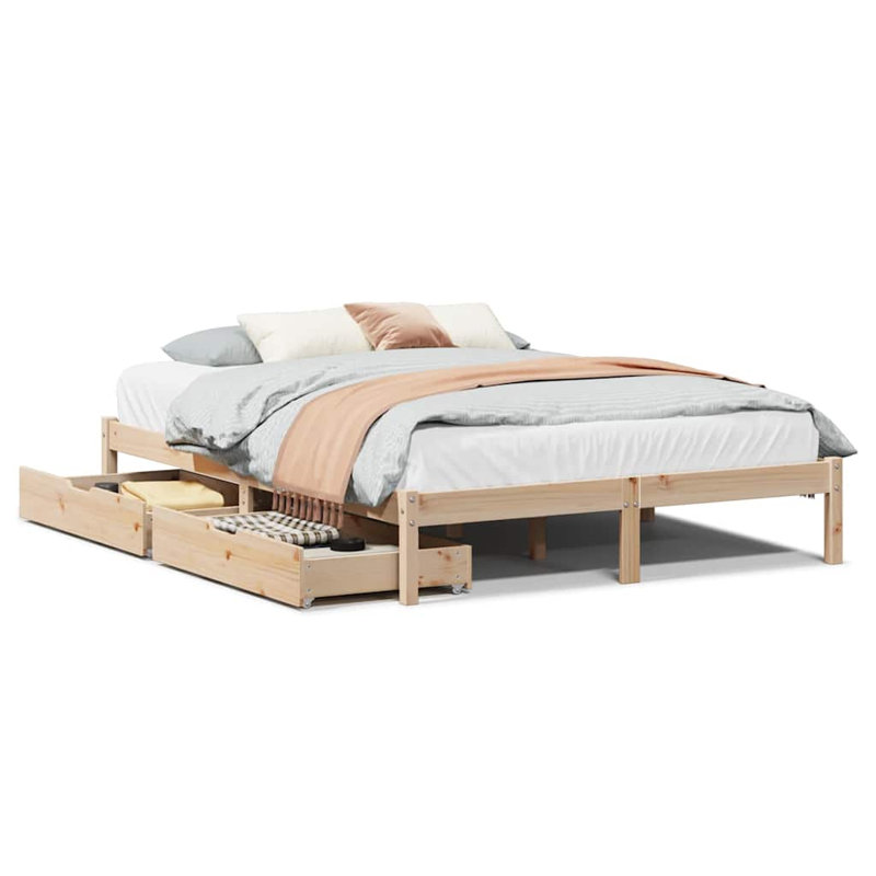 Aleppo Solid Wood Bed, Natural, Double (4'6)