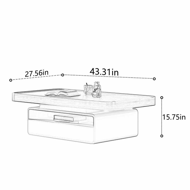 Multi-functional creative simple tea table, 15.75" H x 43.31" L x 27.56" W