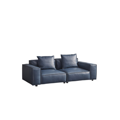 Canapé en cuir bleu marine EK8008