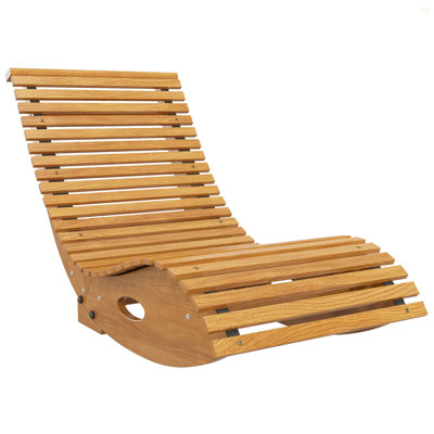 Outsunny Outdoor Rocking Chair With Slatted Seat And High Back, Wooden Rocking Chair With S Shape, Rocking Patio Chair, For Backyard, Garden, Teak