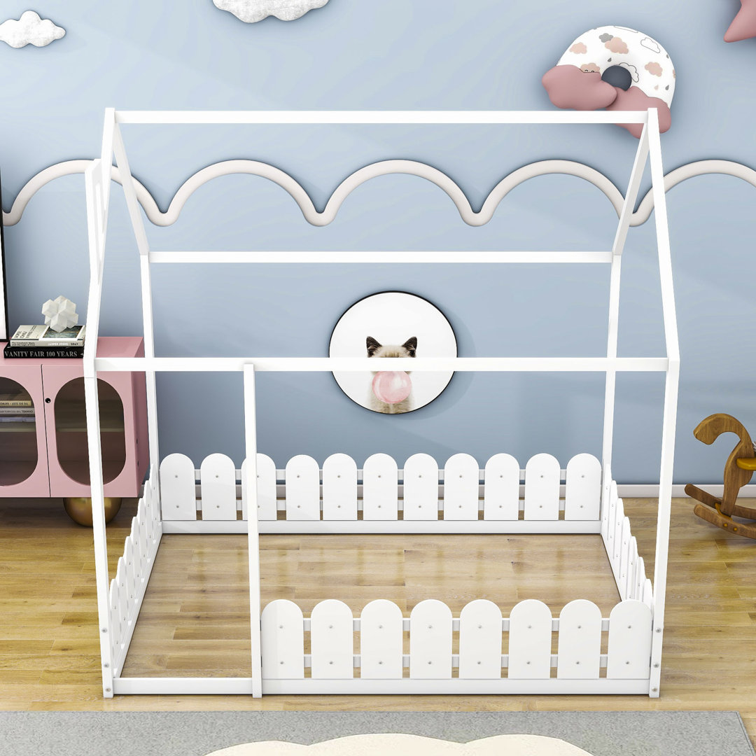 Lillyth Full Size Wood House Bed Frame with Fence Gracie Oaks 