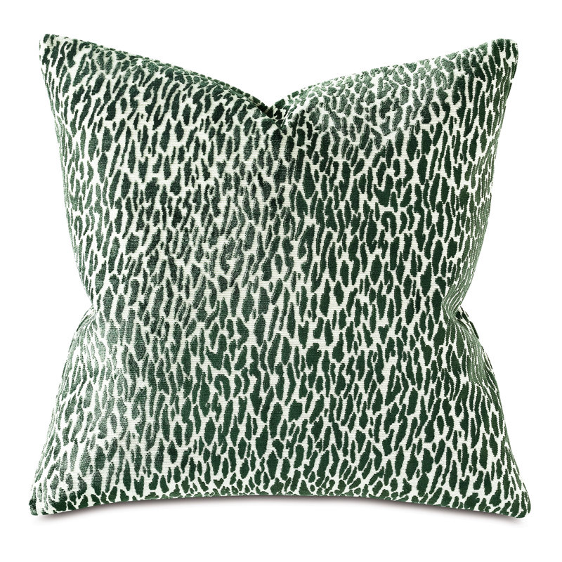Emerald Green Woven Animal Print Square Pillow