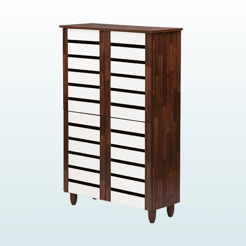 Irick 6-Shelves With 4-Door Shoe Cabinet Brown Finish, 47.98" H X 29.71" W X 12.99" D