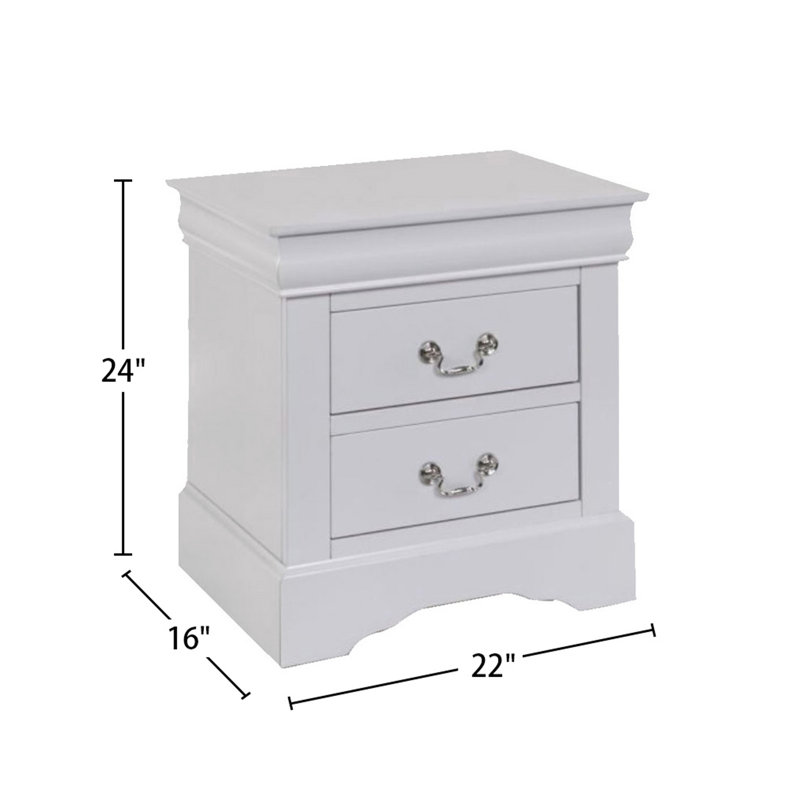 Table de chevet 2 tiroirs en pin massif au fini blanc