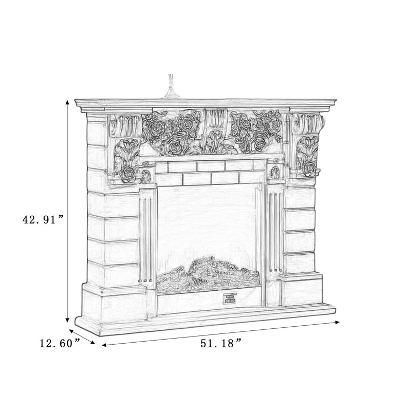 Walnut Solid Wood Electric Fireplace, Walnut