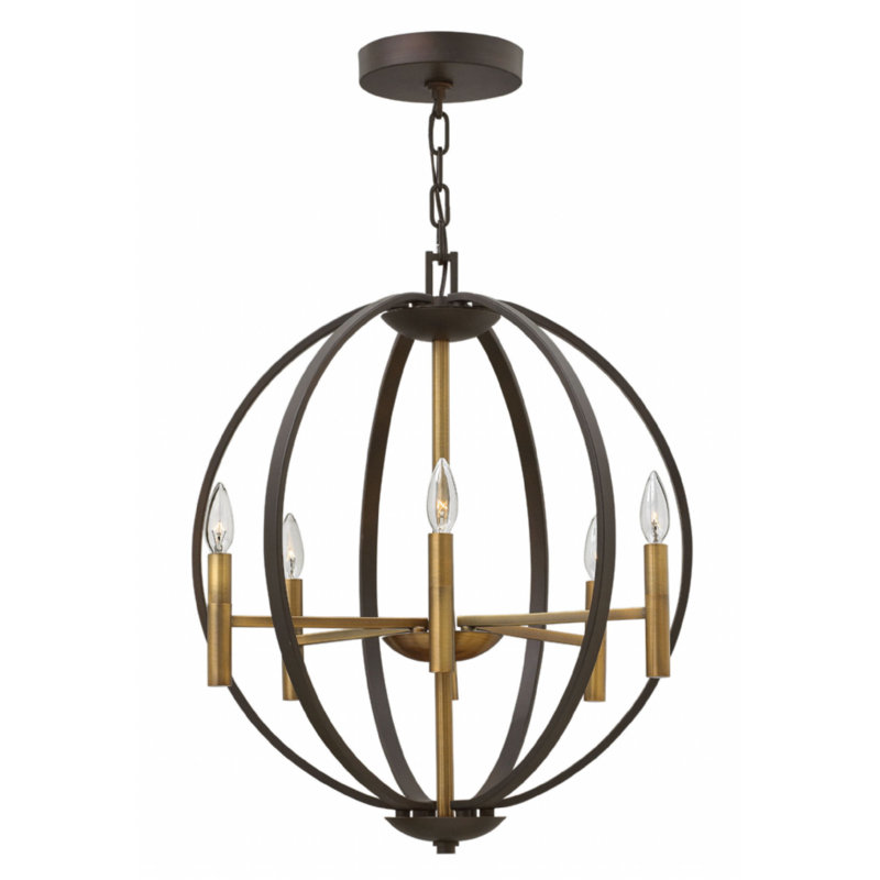 Lustre sphérique unique à 6 lumières Euclid, Bronze espagnol