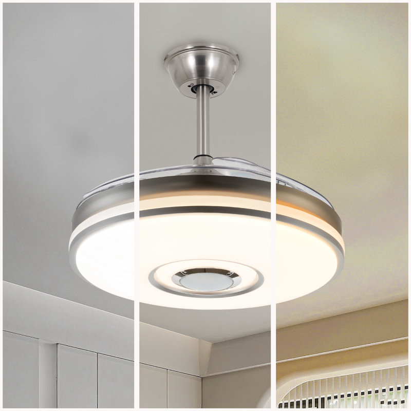 Ventilateur de plafond à 4 pales de 42 po à DEL à 4 pales avec télécommande Apputhurai et ensemble d'éclairage inclus