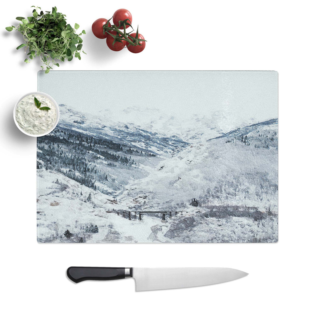 Tempered Glass Wintertime at Denali National Park Alaska Chopping Board