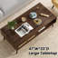 Table basse de style Mid-Century moderne, console rectangulaire de 47 pouces avec tiroir et tablette, table basse en bois pour salon, bureau, noyer
