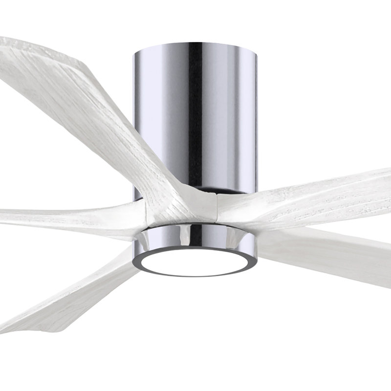 Ventilateur de plafond à 5 pales DEL avec ensemble d'éclairage inclus Irene, Chrome poli, 60", Blanc mat