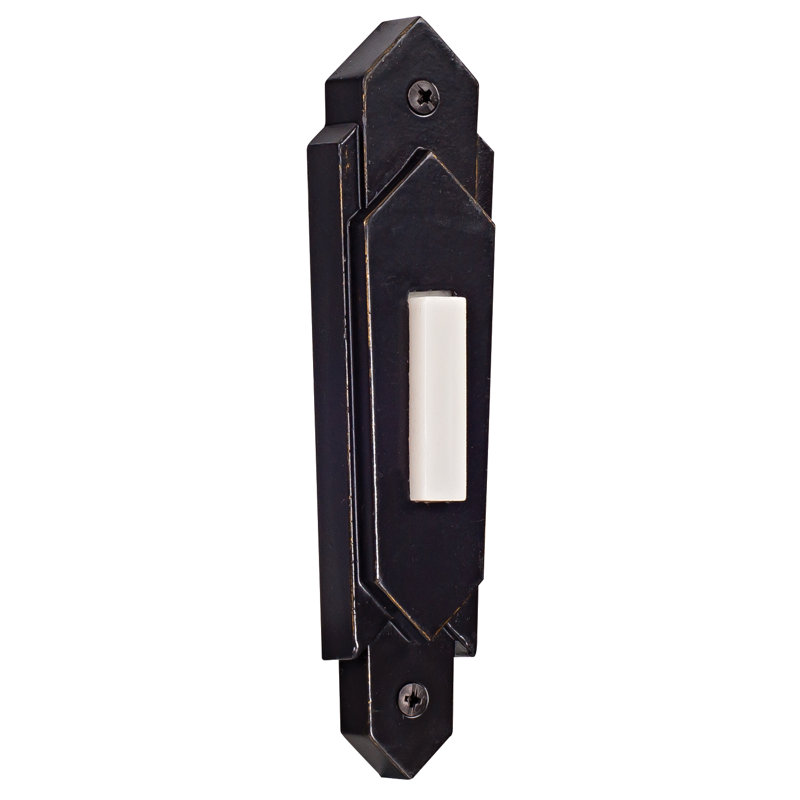 Art Deco Surface Mount Rectangle Push Button in Antique Bronze