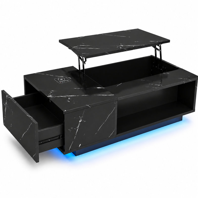 Table basse noire à DEL Smart Lift