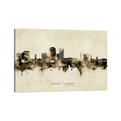 Colorado Springs Skyline Vintage by Michael Tompsett - Wrapped Canvas Gallery-Wrapped Canvas Giclée