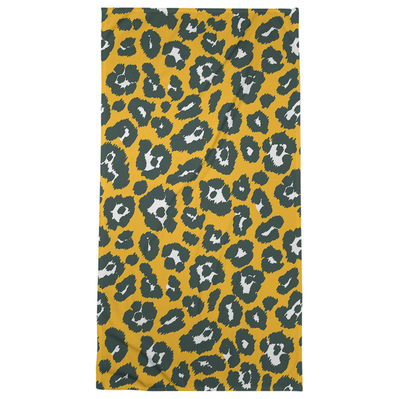 Serviette de plage Davlin, Microfibre, Or / blanc / vert foncé