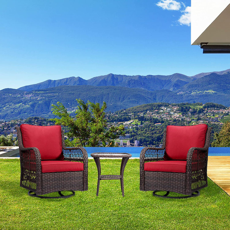 2 - Person Patio Conversation Set with Cushions, Rust