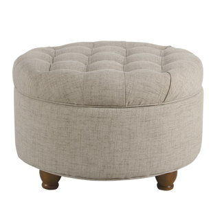 Aldolphus 25" Wide Tufted Round Storage Ottoman