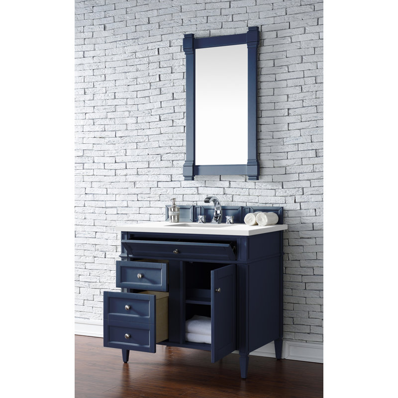 Brittany 36'' W Single Vanity, Victory Blue, White Zeus, 8" Widespread