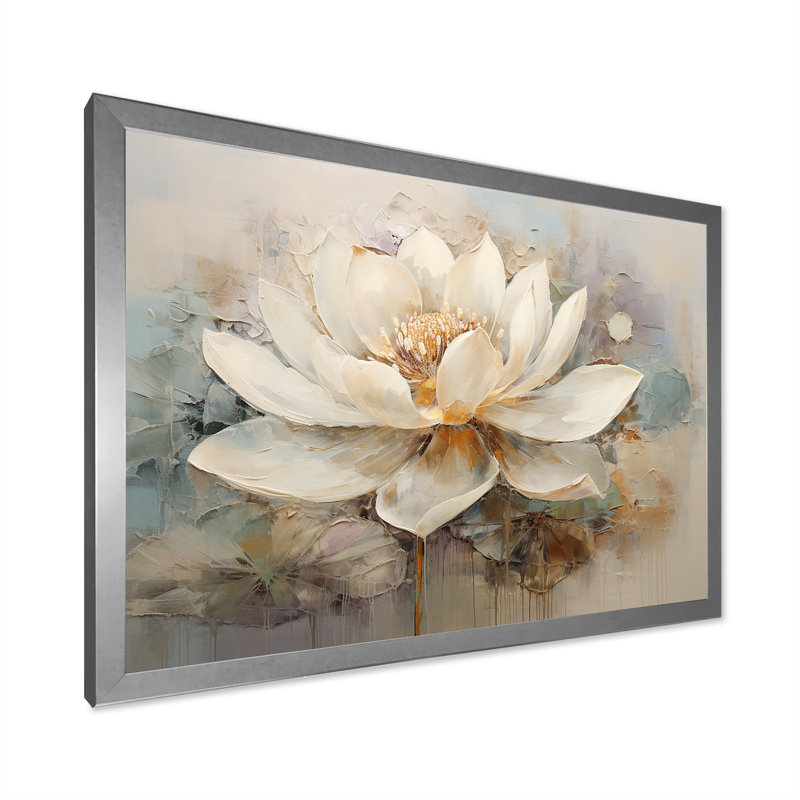 Antique Lotus Connection I - Lotus, reproductions encadrées, H 34 po x l 44 po x P 1,5 po, Cadre flottant brun