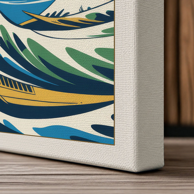 Great Wave Rising Japandi - Wrapped Canvas, 24x16 - 61.0 x 40.6 cm, Cream Border