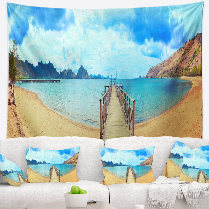 Photographie de paysage komodo panorama avec pier tapestry, H 32 po x l 39 po
