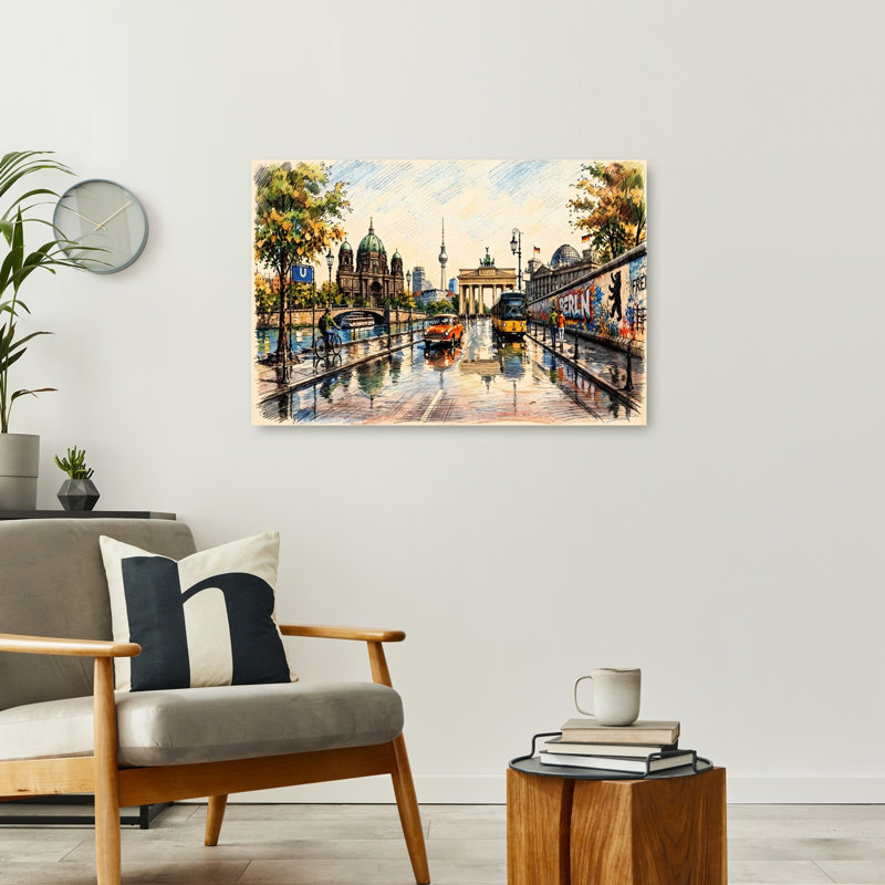 Berlin Landmarks Autumn Day Abstract Contemporary Architecture Autumn Wall Art Print, H 24 po x l 36 po
