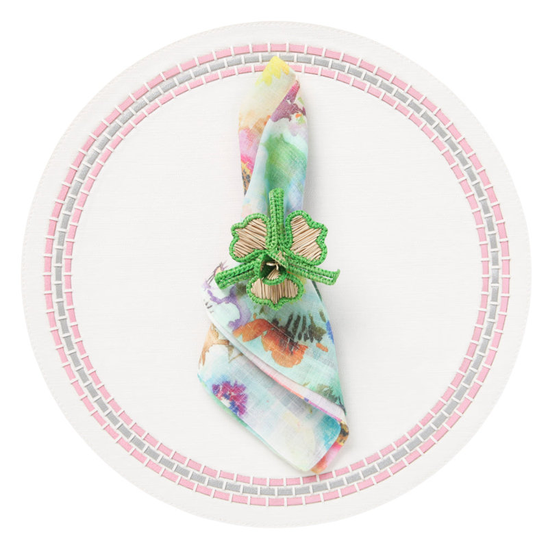 June Vinyl Round Placemats, Pink