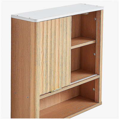 Bathroom Wall Cabinet, with Door and Adjustable Shelf, Over the Toilet Storage Medicine Cabinet Wall Mounted, Hanging Organizer with Shelves and Open
