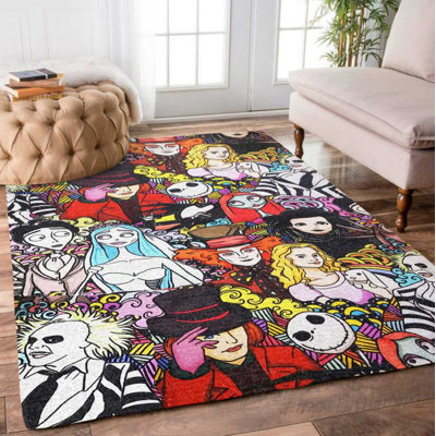 Tapis bleu / rouge / jaune en chenille tissé à la main Luzdari