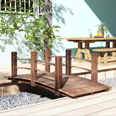 Garden Bridge Arc Walkway with Side Railings for Backyards, Gardens, and Streams