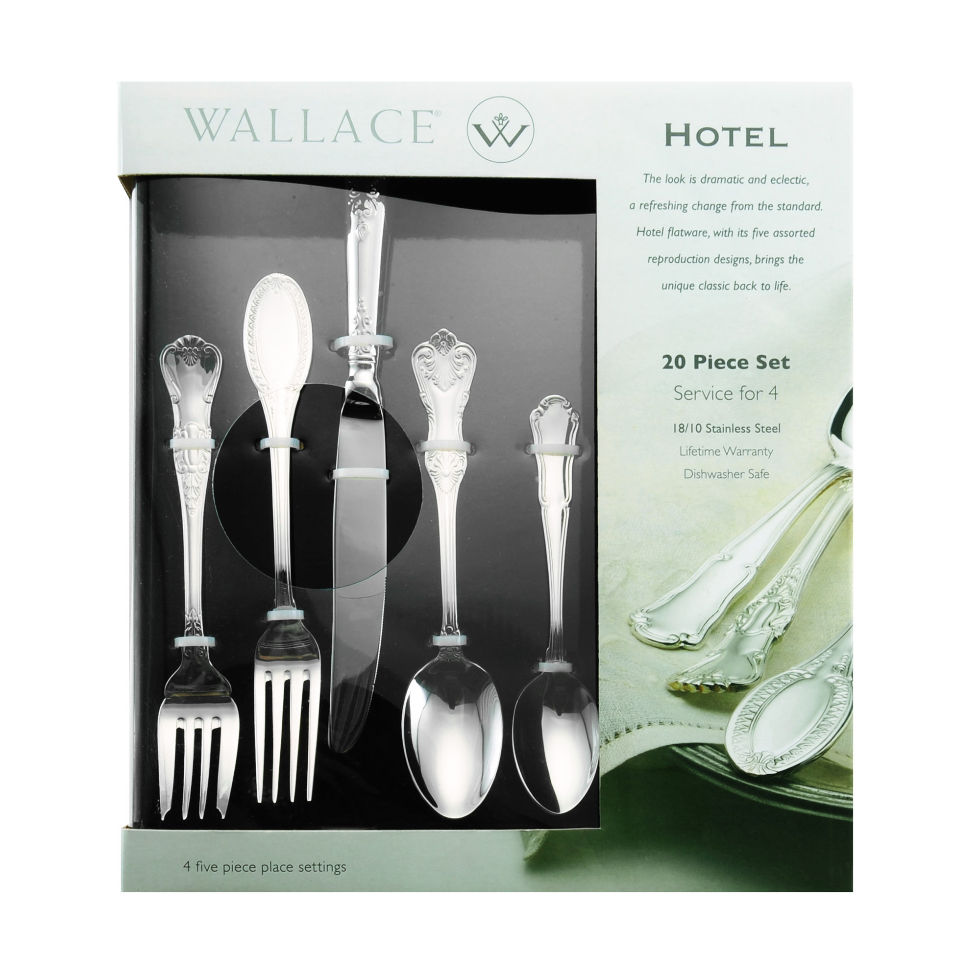 Wallace Hotel 20-Piece 18/10 Stainless Steel Flatware Set, Service for 4