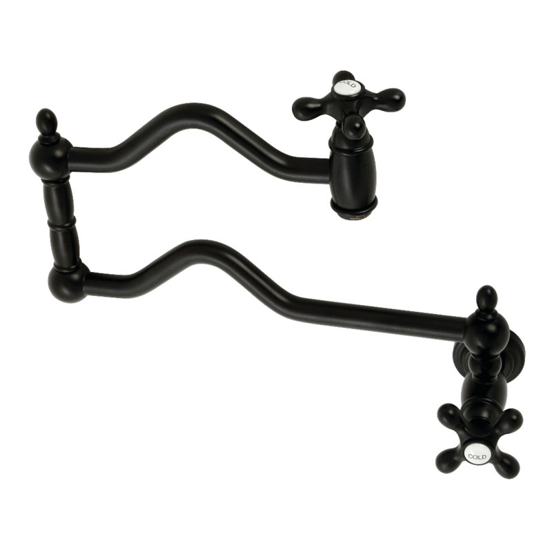 Robinet remplisseur Heritage, Noir mat, Bouton / croix