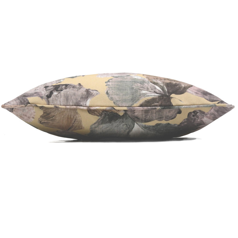 Conway Floral Square Throw Cushion, Polyester, Yellow/Grey/Brown