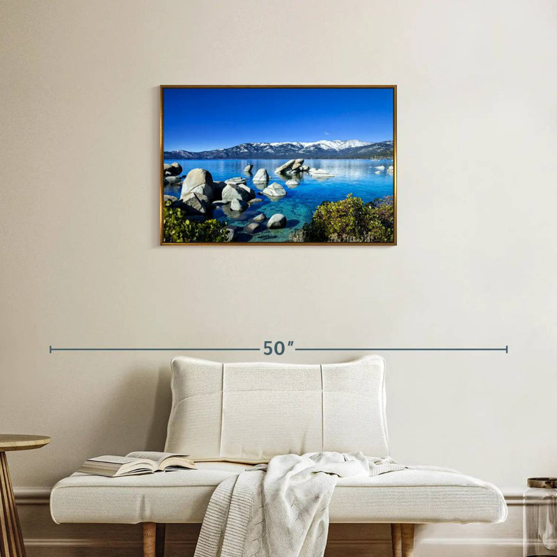 Port de sable pittoresque, 31 po x 21 po, Cadre flottant doré