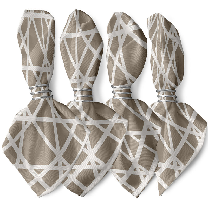 Pflugerville Trellis Print 4 Piece Napkin Set, 18" W x 18" L, Beige/Taupe