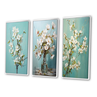 Pommier en fleurs élégance monochrome XXI - ensemble de 3 pièces d'art floral
