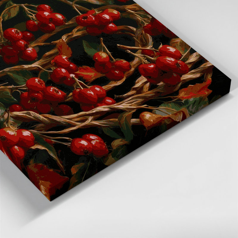 Botanical Rose Hips Brown Canvas Wall Art, 8" H x 10" W
