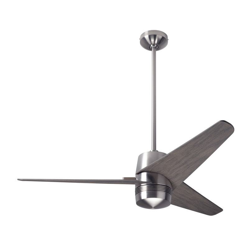 Velo Downrod Ceiling Fan, Bright Nickel, Wall/Remote Combo Controls, Graywash