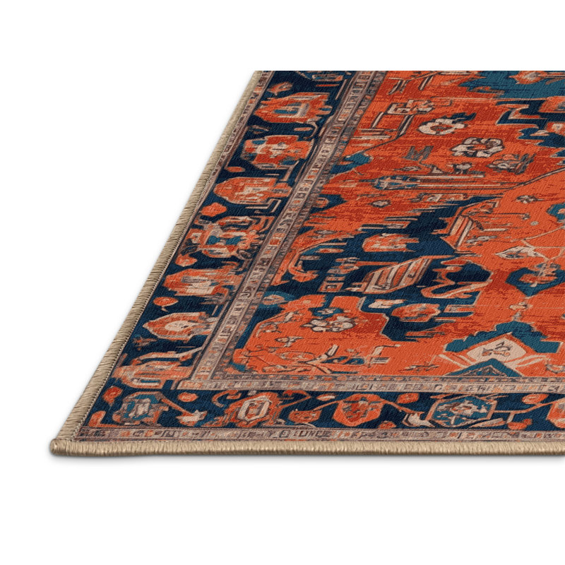 Tapis brun Tabriz lavable à la machine