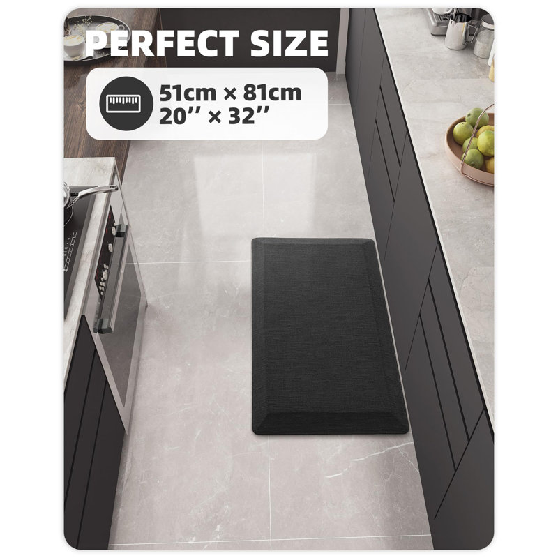 Tapis de cuisine antidérapant, Rectangle 1 pi 8 po x 2 pi 8 po, Noir, noir, noir, noir