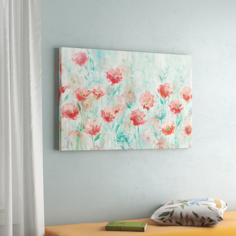 " Poppies And Queen Anne ", 24" H x 36" W x 1.5" D