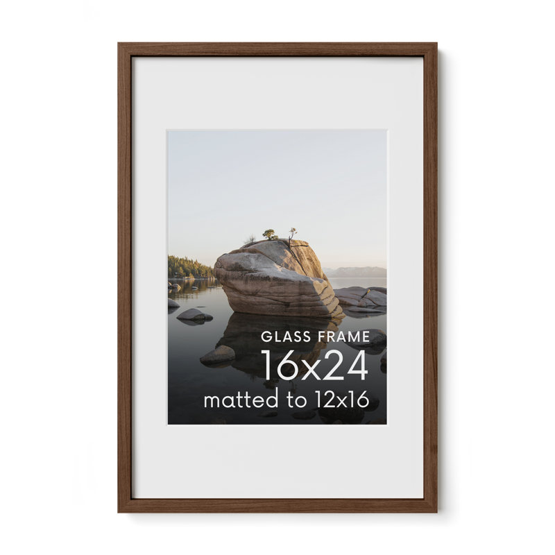 Cadre photo en bois massif avec verre, Noyer, L 16 po x H 24 po