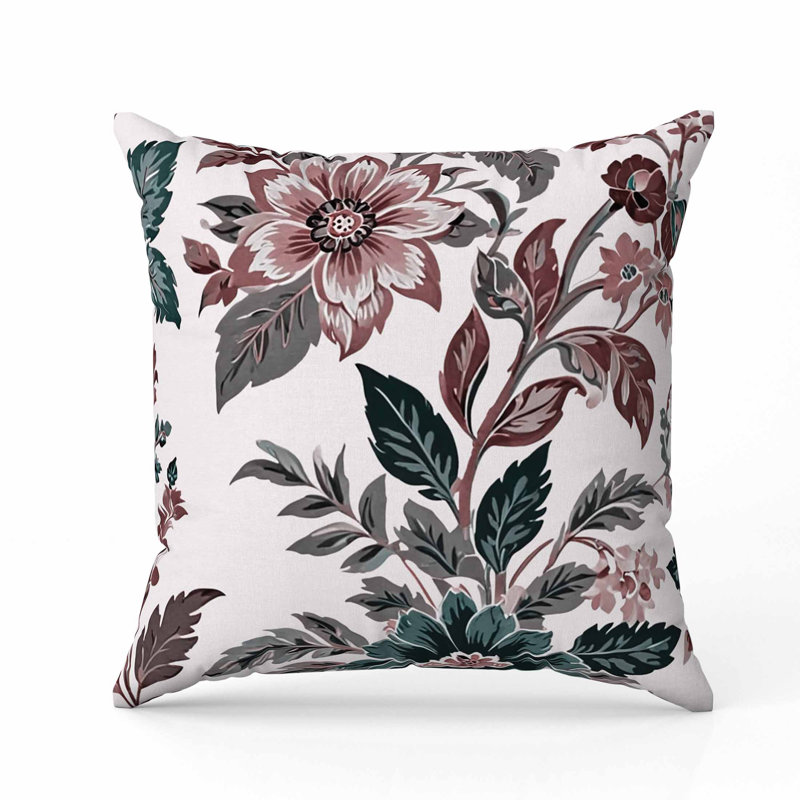Coussin en faux suède Cobalt Meadow, Vert/rouge, Carré 26 po