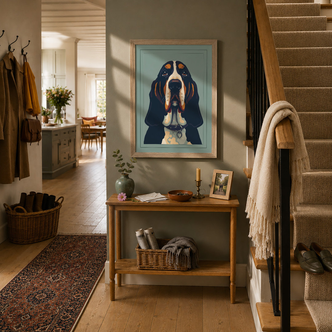 Dignified Basset Hound Modern - Framed Print