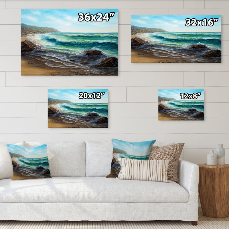 Wild Blue Ocean Waves III - reproduction d'art sur toile, H 8 po x l 12 po x P 1 po, Toile tendue