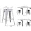 Tabourets de bar industriels et contemporains sans dossier en métal de 2 places, siège de 24 po, de couleur blanche vieillie, empilable, structure solide, conception intérieure et extérieure légère et rustique, quatre pieds avec coussinets en caoutchouc, X renforcé