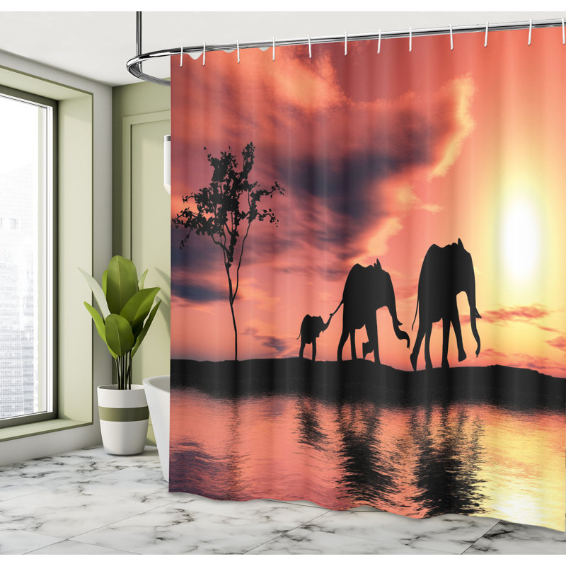 Shower Curtain with Hooks Included, 75"H x 69"W