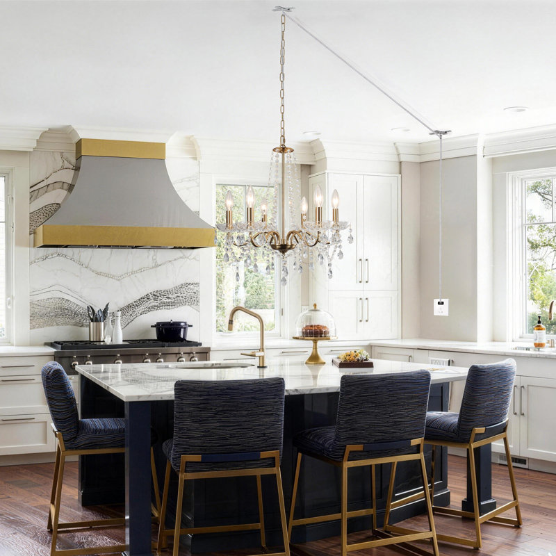6-Light Classic / Traditional Gold Plug In Crystal Chandelier French Country Pendant Lighting For Living Room, Wedding, Island, Bedroom, Hallway,Foyer